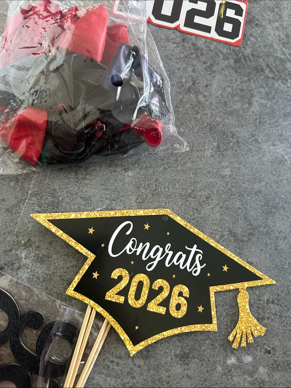 Graduation Party Supplies Bundle - Red, Black & Gold all class of 2026 stuff